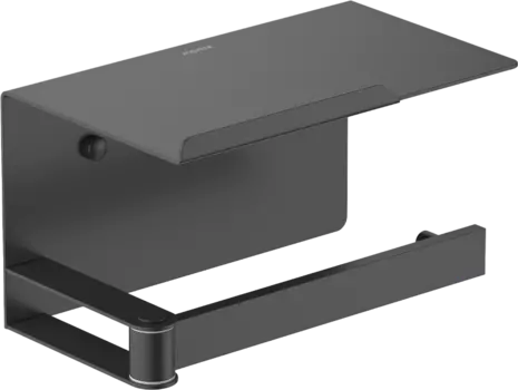 Держатель туалетной бумаги AQUATEK Либра AQ4929MB с полкой для телефона, матовый черный