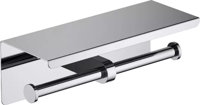 Держатель туалетной бумаги AQUATEK Оберон AQ4909CR двойной, с полкой для телефона, хром