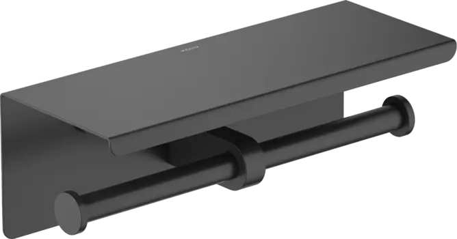 Держатель туалетной бумаги AQUATEK Оберон AQ4909MB двойной, с полкой для телефона, матовый черный