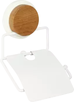 Держатель туалетной бумаги с крышкой Fixsen Magic White белый, светлое дерево
