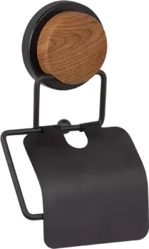 Держатель туалетной бумаги с крышкой Fixsen Magic Wood черный, светлое дерево