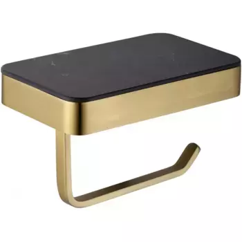 Держатель туалетной бумаги Abber Westen AA1730G полкой для телефона, матовое золото