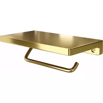 Держатель туалетной бумаги с полочкой WasserKRAFT золото