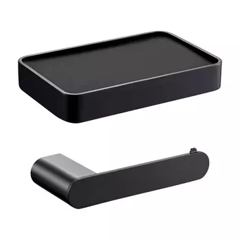 Держатель туалетной бумаги Wonzon & Woghand WW-7726 черный матовый, с полкой