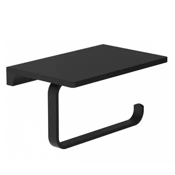 Держатель туалетной бумаги Wonzon & Woghand WW-9126-BL черный матовый, с полкой