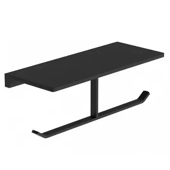 Держатель туалетной бумаги Wonzon & Woghand WW-9156-BL черный матовый, с полкой