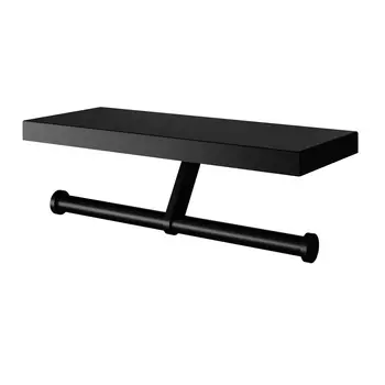 Держатель туалетной бумаги Wonzon & Woghand WW-V3802-MB черный матовый, с полкой