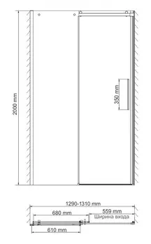 Душевая дверь в нишу Wasserkraft Dinkel 58R30 130 см