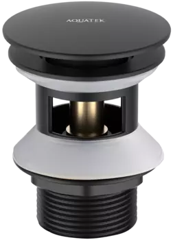 Донный клапан для раковины AQUATEK AQ6002MB с переливом, матовый черный