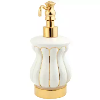 Дозатор для жидкого мыла настольный Migliore Olivia бело-золотой