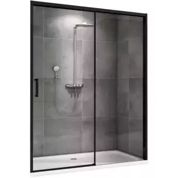 Душевая дверь Abber Komfort 150 AG93150B черная, стекло прозрачное