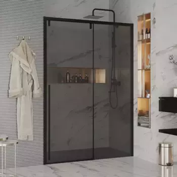 Душевая дверь Ambassador Intense 140 черная стекло тонированное