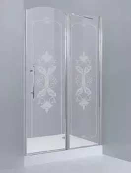 Душевая дверь Cezares Giubileo 100х195 хром стекло с декором