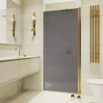 Душевая дверь MaybahGlass 198х80 профиль золотой, стекло графит