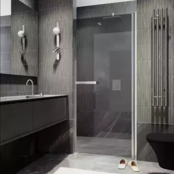 Душевая дверь MaybahGlass 198х90 профиль хром, стекло графит