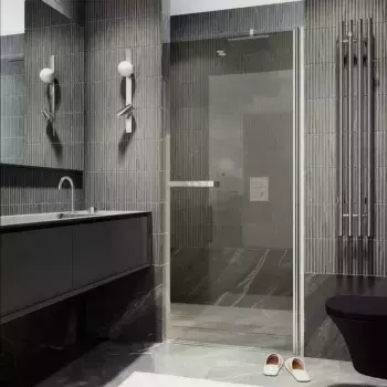 Душевая дверь MaybahGlass 198х90 профиль хром, стекло бронзовое