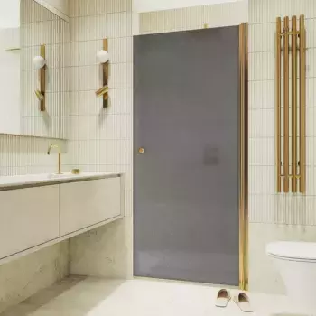 Душевая дверь MaybahGlass 198х90 профиль золотой, стекло графит матовый