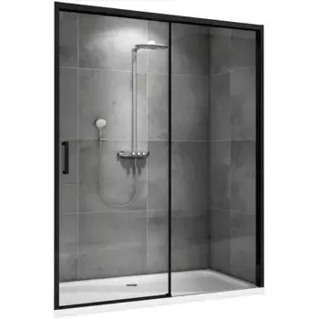 Душевая дверь в нишу Abber Komfort AG93130B 130 см, профиль черный, стекло прозрачное