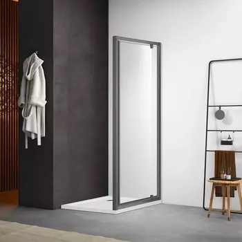 Душевая дверь в нишу AQUATEK AQ ARI PI 10020GM 100х200 см, профиль оружейная сталь, стекло прозрачное