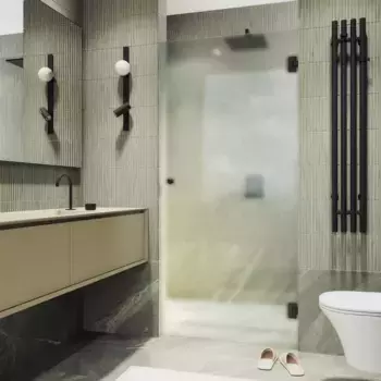 Душевая дверь в нишу Maybahglass 80.5х195 петли черные, стекло сатин