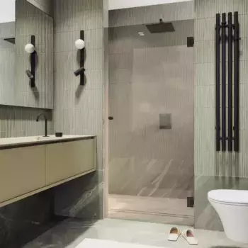 Душевая дверь в нишу Maybahglass 80.5х195 петли черные, стекло бронза