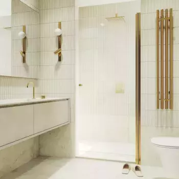 Душевая дверь в нишу Maybahglass 80х198 профиль золото, стекло прозрачное