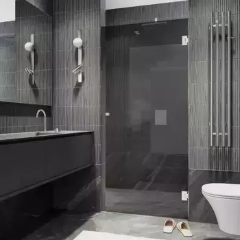 Душевая дверь в нишу Maybahglass 90.5х195 петли хром, стекло графит