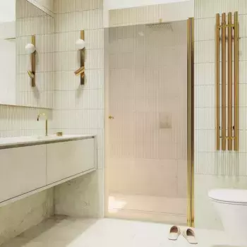 Душевая дверь в нишу Maybahglass 90х198 профиль золото, стекло бронза