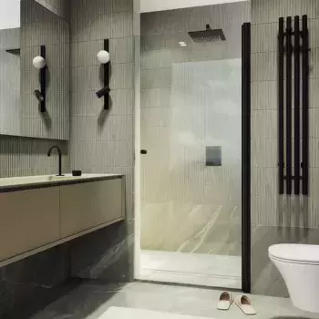 Душевая дверь в нишу Maybahglass MGD-809-6 90 см, профиль черный, стекло прозрачное