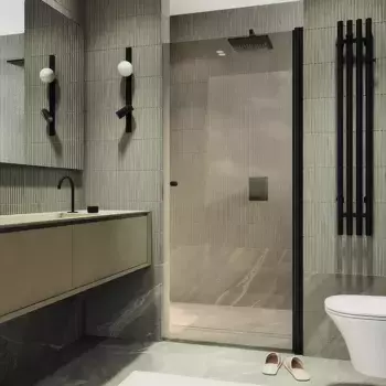 Душевая дверь в нишу Maybahglass MGD-810-6 90 см, профиль черный, стекло бронза