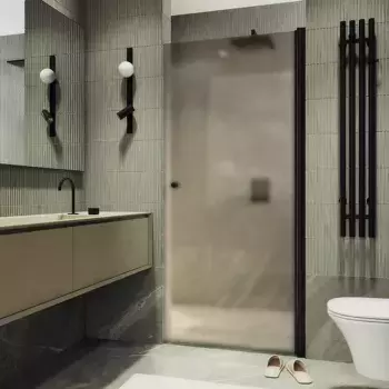 Душевая дверь в нишу Maybahglass MGD-811-6 90 см, профиль черный, стекло бронза матовое