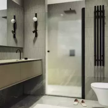 Душевая дверь в нишу Maybahglass MGD-814-6 90 см, профиль черный, стекло сатин