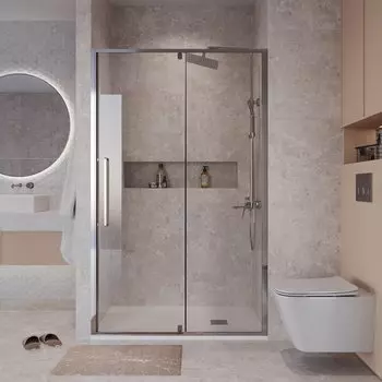 Душевая дверь в нишу Niagara Nova NG-66-11A 110 см, профиль глянцевый хром, стекло прозрачное