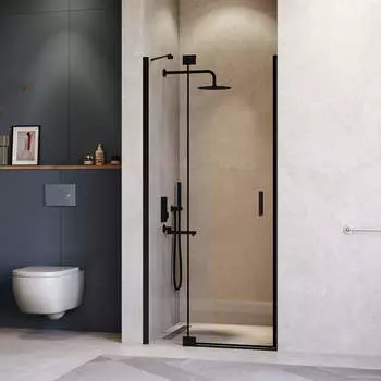 Душевая дверь в нишу RGW Hotel HO-014-B 130х200 350601413-14 профиль черный, стекло прозрачное