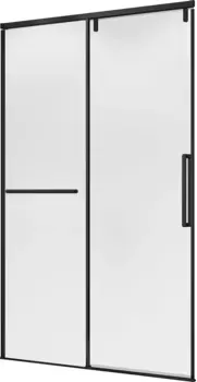 Душевая дверь в нишу слайдер Terminus Альба 01 140х220 профиль черный, стекло прозрачное