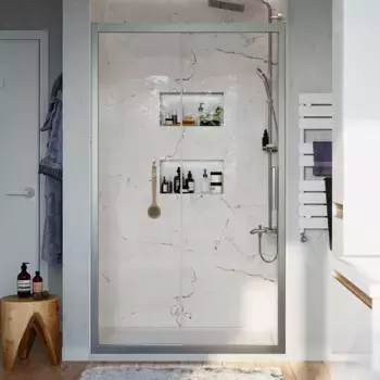 Душевая дверь в нишу STWORKI Стокгольм 120 см профиль хром матовый, раздвижная, прозрачное стекло