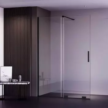 Душевая дверь в нишу Veconi Premium Trento 140х200 профиль черный стекло прозрачное