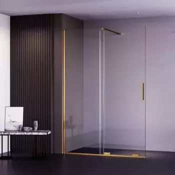 Душевая дверь в нишу Veconi Premium Trento 140х200 профиль золото стекло прозрачное