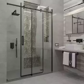 Душевая дверь в нишу Veconi Vianno 140х195 VN74B-140-01-C4 профиль черный, стекло прозрачное