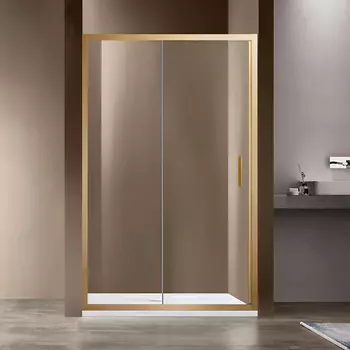 Душевая дверь в нишу Vincea Garda VDS-1G120CLG 120 см, профиль брашированное золото, стекло прозрачное