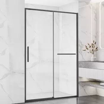 Душевая дверь в нишу Vincea Slim Soft VDS-1SS130CLGM 130 см, профиль вороненая сталь, стекло прозрачное