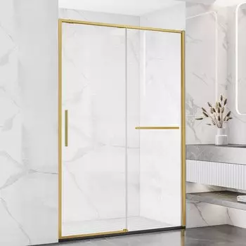 Душевая дверь в нишу Vincea Slim Soft VDS-1SS110CLG 110 см, профиль брашированное золото, стекло прозрачное