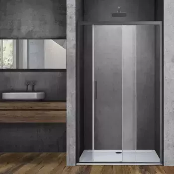 Душевая дверь в нишу Vincea Soft VDS-3SO110CLGM 110 см, профиль вороненая сталь, стекло прозрачное