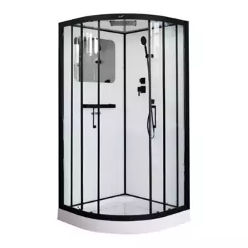 Душевая кабина Cerutti Spa Viva 90х90 черная стекло прозрачное