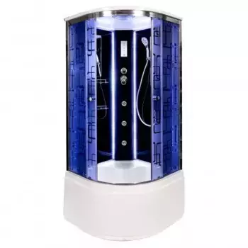 Душевая кабина Deto BM 90х90 с подсветкой и гидромассажем, хром (BM4590LED+GMBLACK)