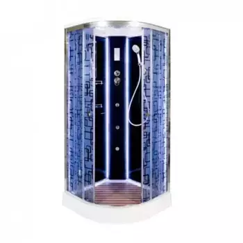 Душевая кабина Deto BM 90х90 с подсветкой и гидромассажем, хром (BM1590LED+GMBLACK)
