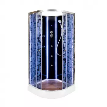 Душевая кабина Deto BM 90х90 с подсветкой и гидромассажем, хром (BM1590NLED+GMBLACK)