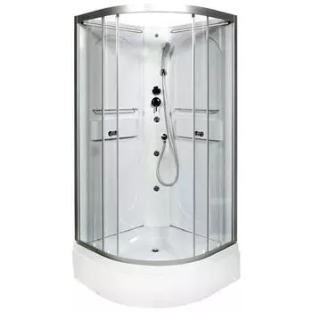 Душевая кабина Deto L 100х100 с гидромассажем, хром (L510NLED+GM)