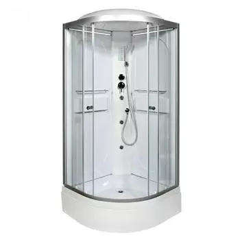 Душевая кабина Deto L 90х90 с гидромассажем, хром (L590LED+GM)