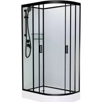 Душевая кабина Frank 100х80 левая черная стекло матовое